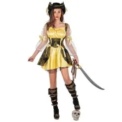 Déguisement Femme Pirate Doré Satiné