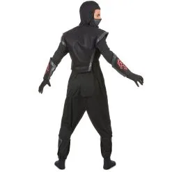 Déguisement Noir De Ninja Avec Motifs Rouges -Camouflage Soldes Boutique Deguisement noir de ninja avec motifs rouges 24045