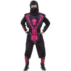 Déguisement Noir De Ninja Avec Motifs Rouges -Camouflage Soldes Boutique Deguisement noir de ninja avec motifs rouges 24046