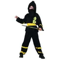 Déguisement Noir Et Jaune De Ninja Pour Garçon