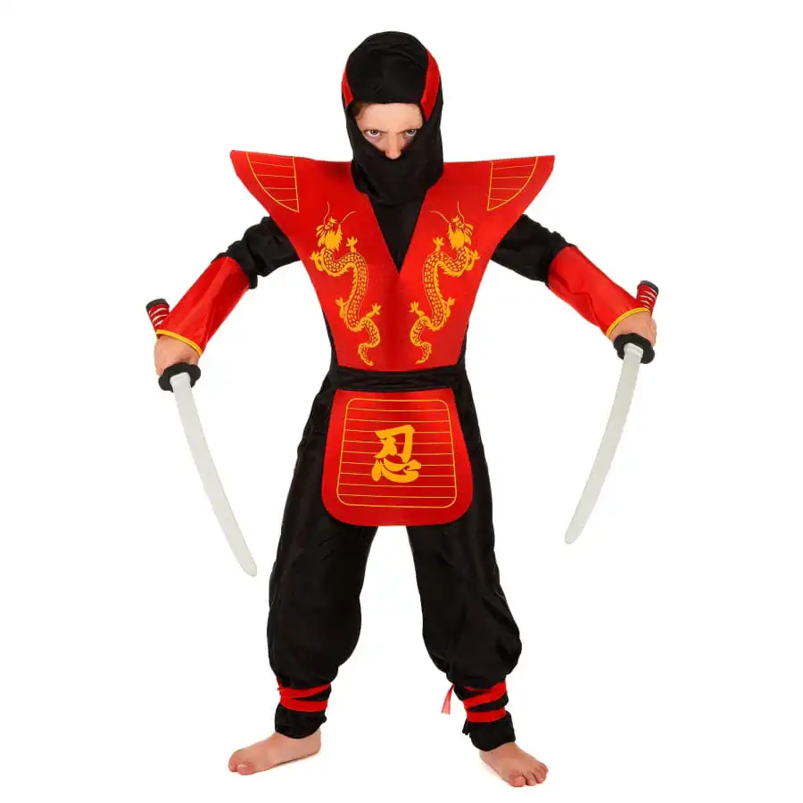 Déguisement Petit Ninja Rouge Avec Larges épaules 1 Déguisement Petit Ninja Rouge Avec Larges épaules