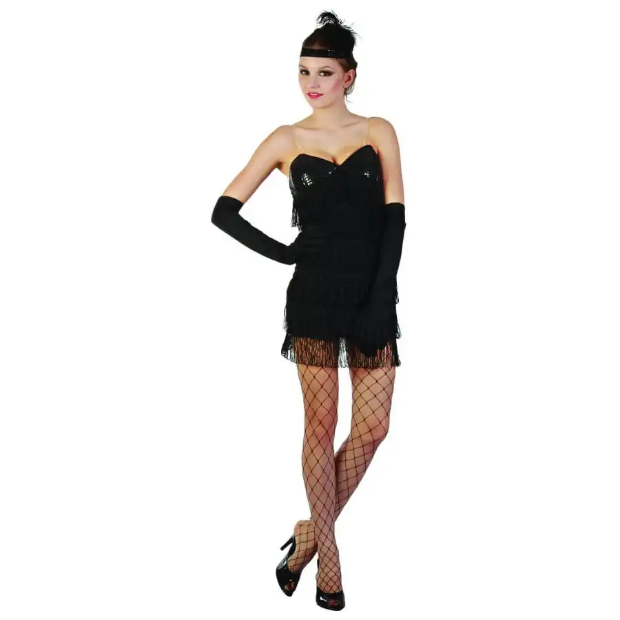 Déguisement Robe Charleston Noire Sexy à Franges 4 Déguisement Robe Charleston Noire Sexy à Franges – Image 4
