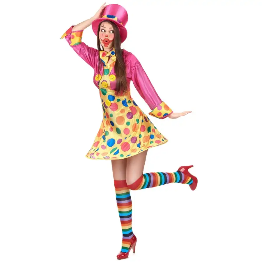 Déguisement Robe Courte De Clown à Pois Colorés 3 Déguisement Robe Courte De Clown à Pois Colorés – Image 3