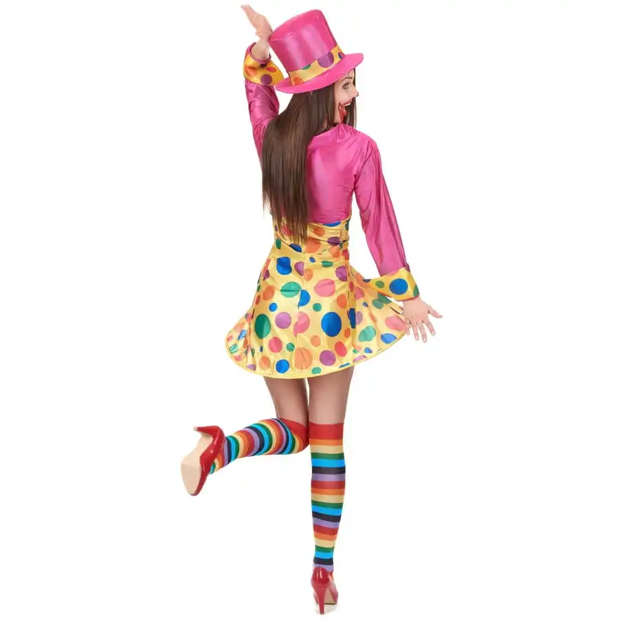 Déguisement Robe Courte De Clown à Pois Colorés 4 Déguisement Robe Courte De Clown à Pois Colorés – Image 4