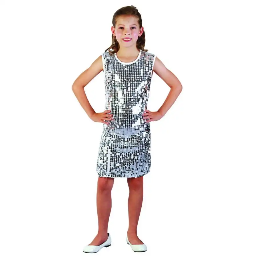 Déguisement Robe Disco Argentée Pour Enfant 4 Déguisement Robe Disco Argentée Pour Enfant – Image 4