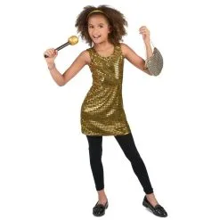 Déguisement Robe Disco Dorée Pour Enfant