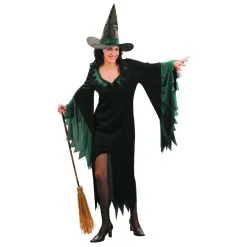 Déguisement Robe Sorcière Noire Et Verte