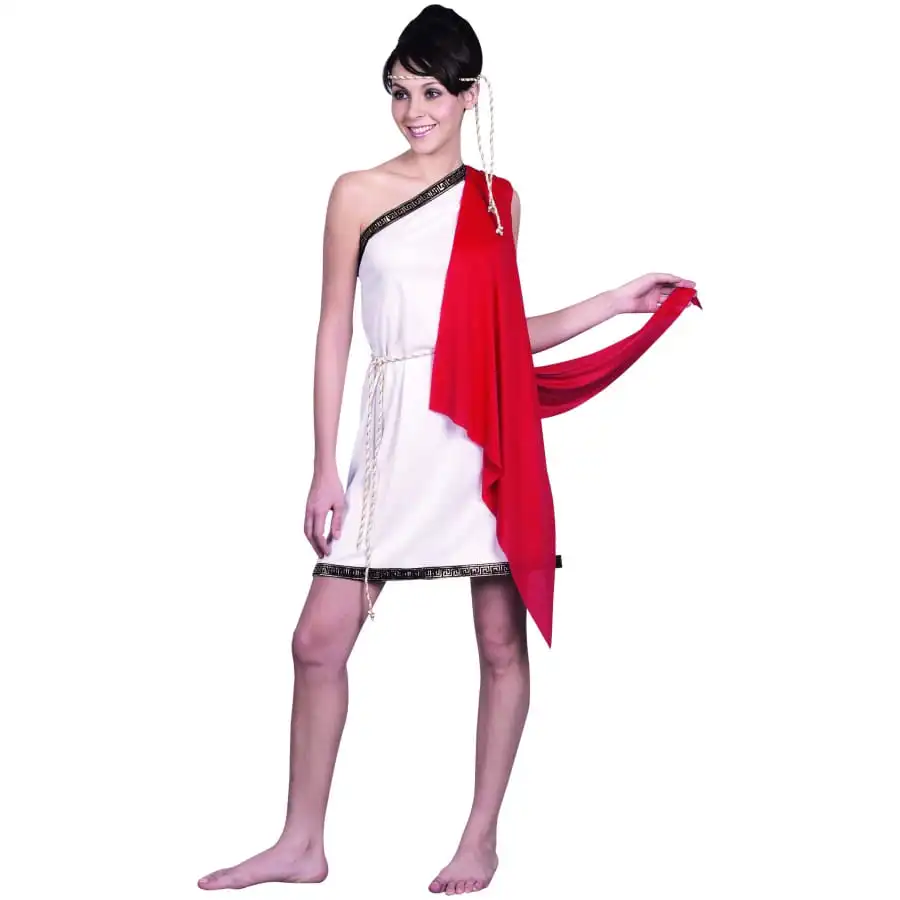 Déguisement Tunique Romaine Blanche, Cape Rouge 1 Déguisement Tunique Romaine Blanche, Cape Rouge