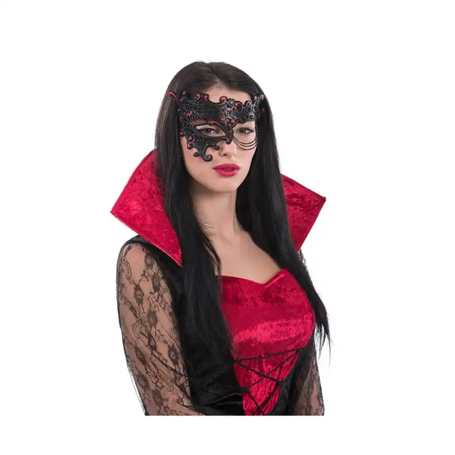 Demi-masque Baroque Rouge Et Noir 1 Demi-masque Baroque Rouge Et Noir