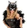 Demi-masque De Chat En Plumes Et Paillettes