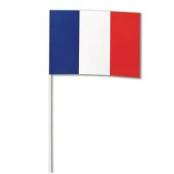 Drapeau Francais Sur Tige, 14 X 21 Cm