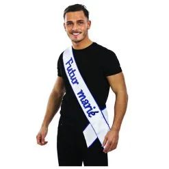 Écharpe Pour Futur Marié Blanche Et Bleue