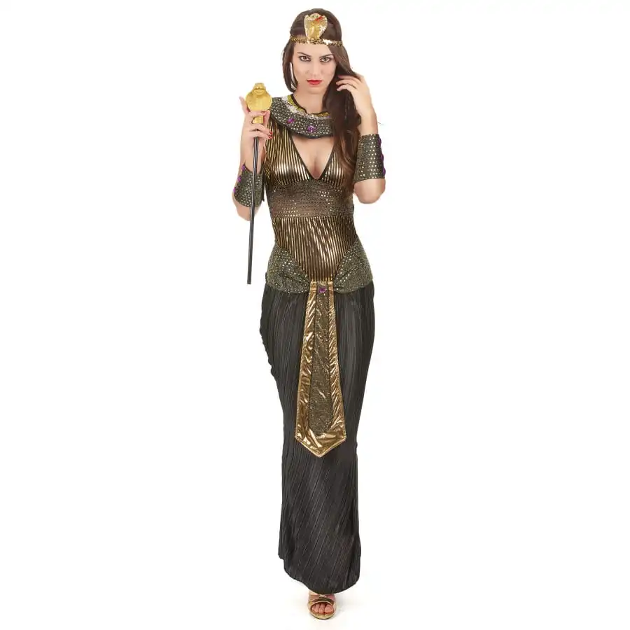 Elegant Costume Noir Et Doré De Reine Egyptienne 1 Elegant Costume Noir Et Doré De Reine Egyptienne
