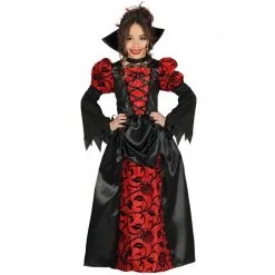Elégante Robe Noire Rouge De Vampire Pour Enfant