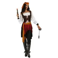 Ensemble Piratesse Avec Corset Marron