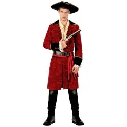 Ensemble Rouge De Capitaine Pirate Chic Pour Homme