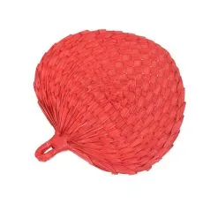 Eventail Rouge En Paille, Uni