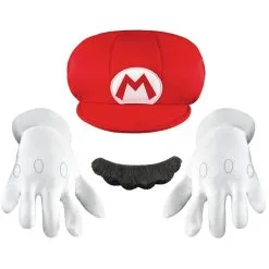 Gants, Casquette Et Moustache De Mario Pour Enfant