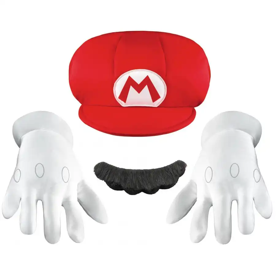 Gants, Casquette Et Moustache De Mario Pour Enfant 1 Gants, Casquette Et Moustache De Mario Pour Enfant