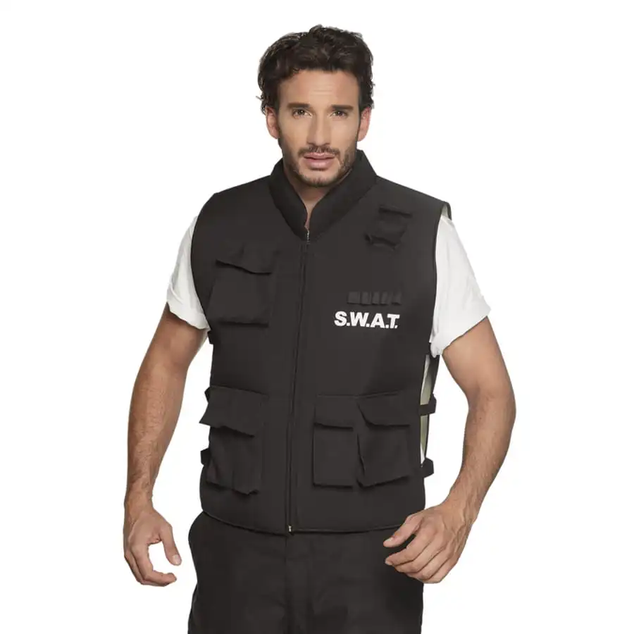 Gilet SWAT Noir Sans Manche Pour Adulte 1 Gilet SWAT Noir Sans Manche Pour Adulte