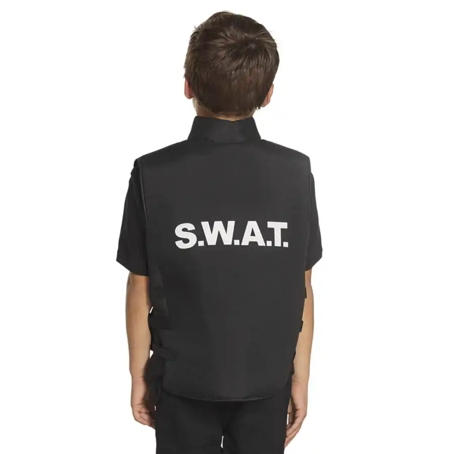 Gilet SWAT Noir Sans Manche Pour Enfant 2 Gilet SWAT Noir Sans Manche Pour Enfant – Image 2