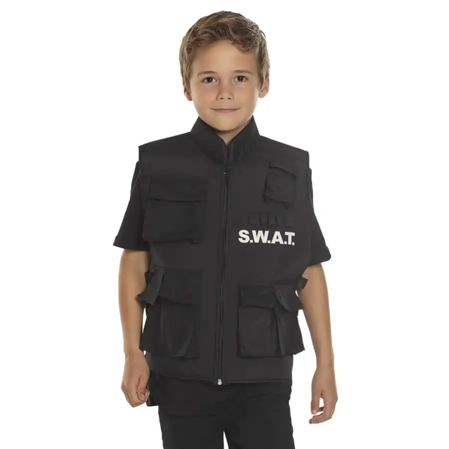 Gilet SWAT Noir Sans Manche Pour Enfant 1 Gilet SWAT Noir Sans Manche Pour Enfant