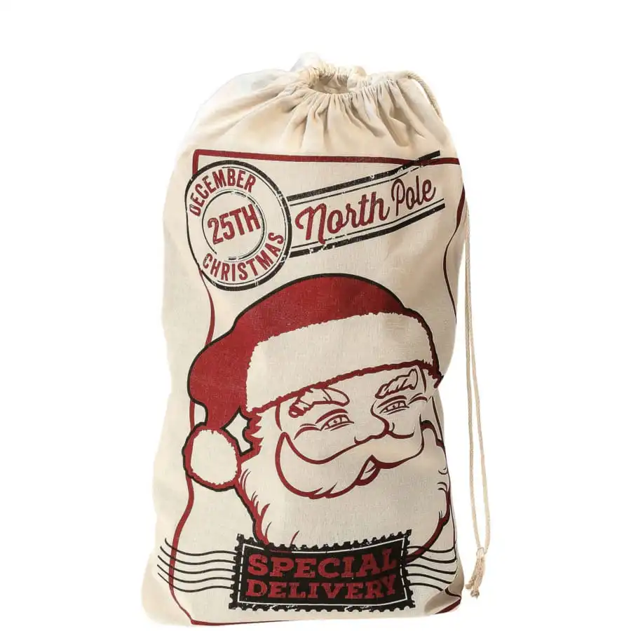 Hotte De Noël Toile De Jute Imprimée Du Père Noel 1 Hotte De Noël Toile De Jute Imprimée Du Père Noel