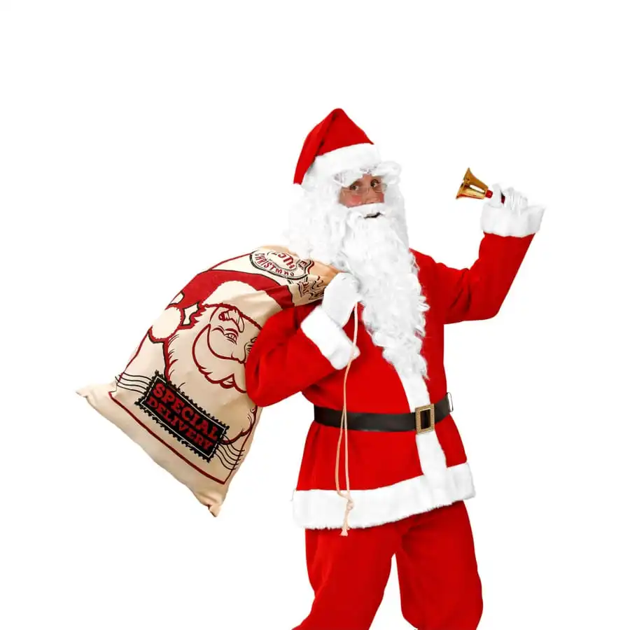 Hotte De Noël Toile De Jute Imprimée Du Père Noel 2 Hotte De Noël Toile De Jute Imprimée Du Père Noel – Image 2