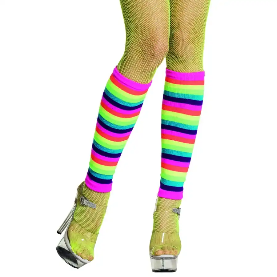 Jambières Arc-en-ciel Rayées Fluo 1 Jambières Arc-en-ciel Rayées Fluo