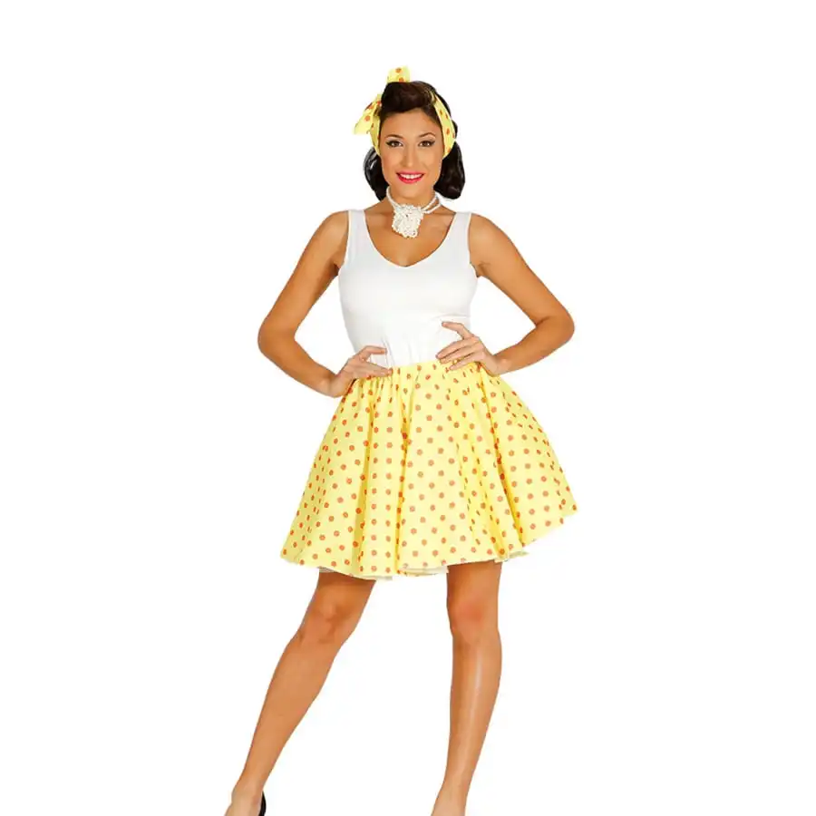 Jupe Courte Vintage Jaune à Pois Pour Femme 1 Jupe Courte Vintage Jaune à Pois Pour Femme