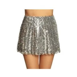 Jupe Disco Argentée à Sequins