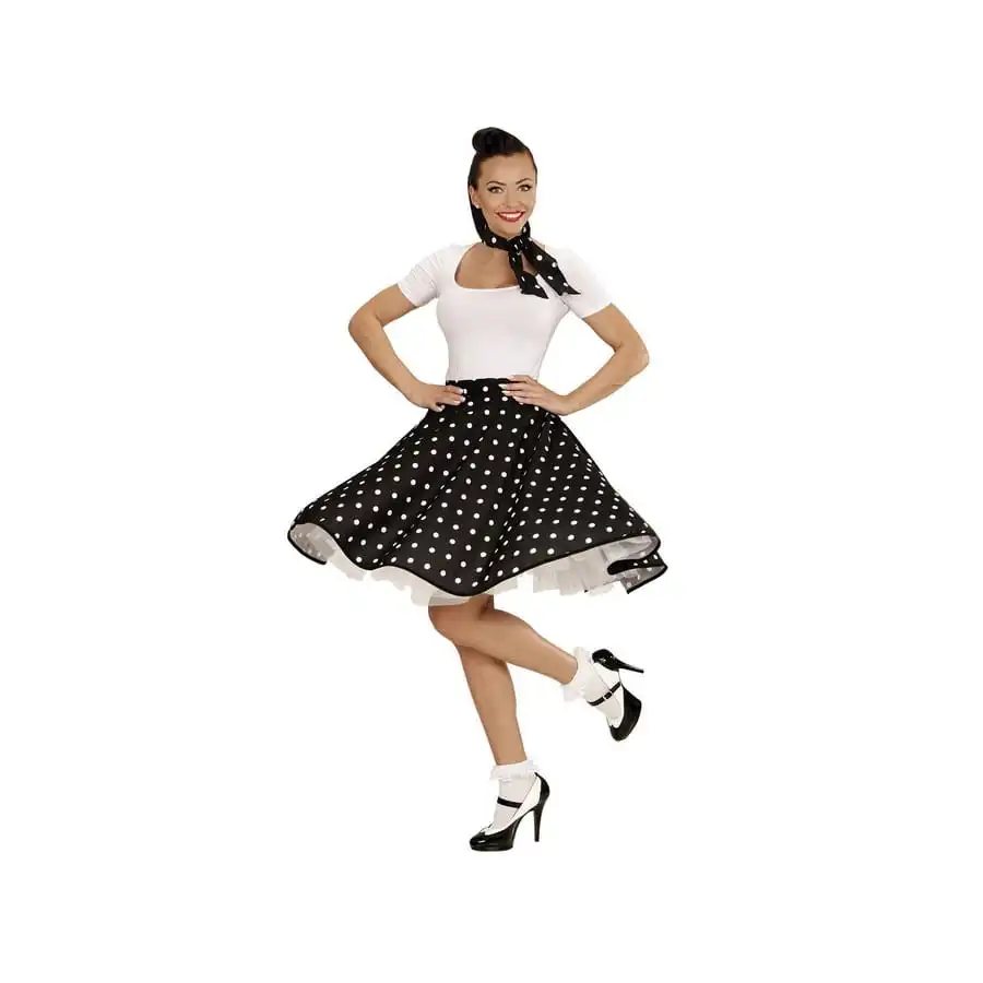 Jupe Noire à Pois Blancs Avec Foulard 2 Jupe Noire à Pois Blancs Avec Foulard – Image 2