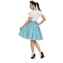 Jupe Turquoise à Pois Avec Foulard, Années 50 -Camouflage Soldes Boutique Jupe turquoise a pois avec foulard annees 50 36809