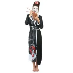 Kimono De Geisha Noir Pour Femme