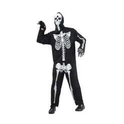 Large Tenue De Squelette Blanc Sur Fond Noir