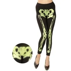 Legging Noir Avec Jambes Squelettes Vert Fluo -Camouflage Soldes Boutique Legging noir avec jambes squelettes vert fluo 60108