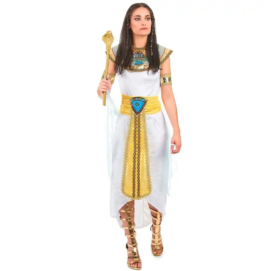 Long Déguisement D'égyptienne Blanc Et Doré 2 Long Déguisement D'égyptienne Blanc Et Doré – Image 2