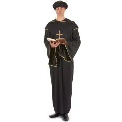 Long Déguisement Noir Et Doré De Religieux