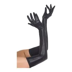 Longs Gants Noirs Effet Mouillé