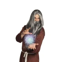Longue Barbe Et Perruque Grise De Magicien, Homme