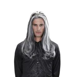 Longue Perruque Blanche Et Noire De Vampire