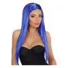 Longue Perruque Bleue Lisse Raie Centrale