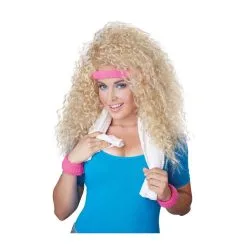 Longue Perruque Blonde Frisée Style Années 80