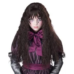 Longue Perruque Brune Ondulée Pour Enfant
