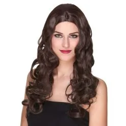Longue Perruque Chatain Bouclée, Luxe