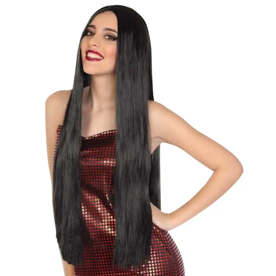 Longue Perruque Lisse Noire De 80cm Pour Femme 1 Longue Perruque Lisse Noire De 80cm Pour Femme