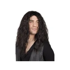 Longue Perruque Noir Bouclée Pour Homme