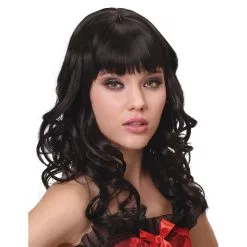 Longue Perruque Noire 3/4 Bouclée -Camouflage Soldes Boutique Longue perruque noire 3 4 bouclee 29458