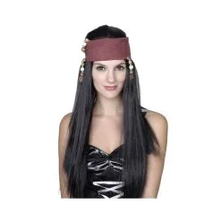 Longue Perruque Noire De Pirate Pour Femme