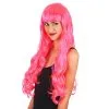 Longue Perruque Rose Ondulée Avec Frange Droite